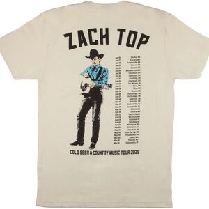 Zach Top Cold Beer and Country Music Tour Shirt- Cream